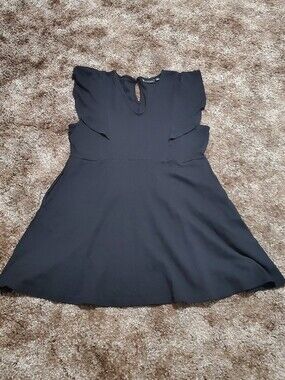 NYC Black Flutter Sleeve Fit & Flare Dress
